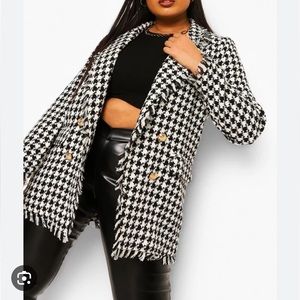 NWT BLACK AND WHITE HOUNDSTOOTH BOOHOOO BLAZER